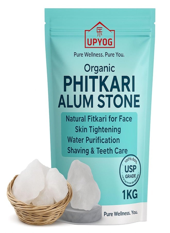 UPYOG Organic Phitkari Alum Stone 1KG | Natural Fitkari for Face, Skin Tightening, Water Purification, Shaving & Teeth Care | Premium White Alum Crystals | Gentle & Effective Fitkiri Stone - Image 1
